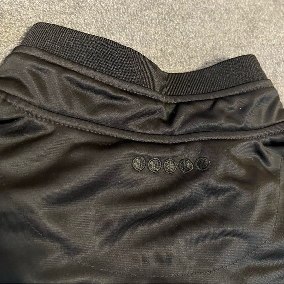 COOGI XL Bomber Track Jacket black red white stripe zipper satin varsity patches - Picture 4 of 12